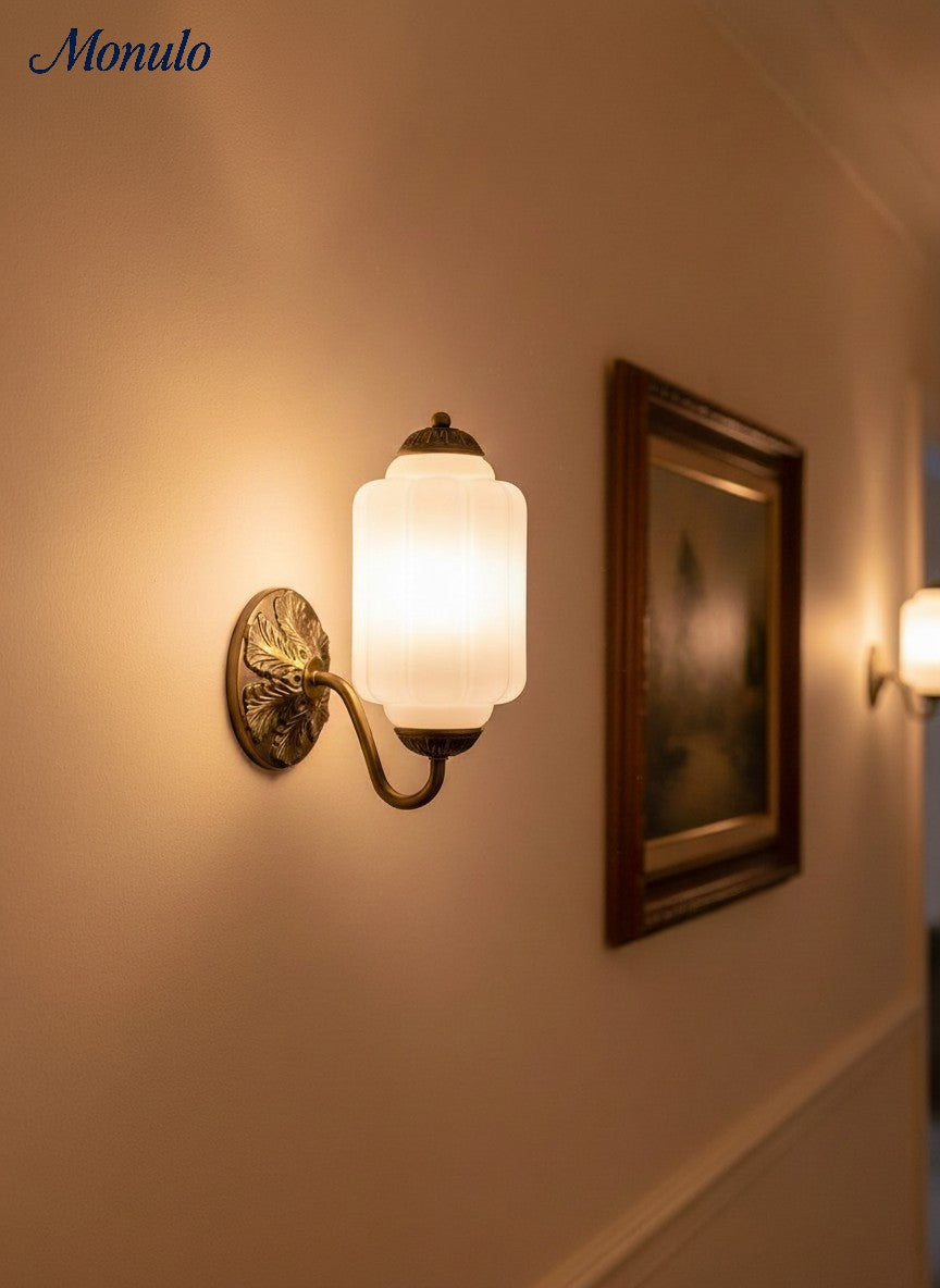 Vintage Milk Glass Wall Sconce Light
