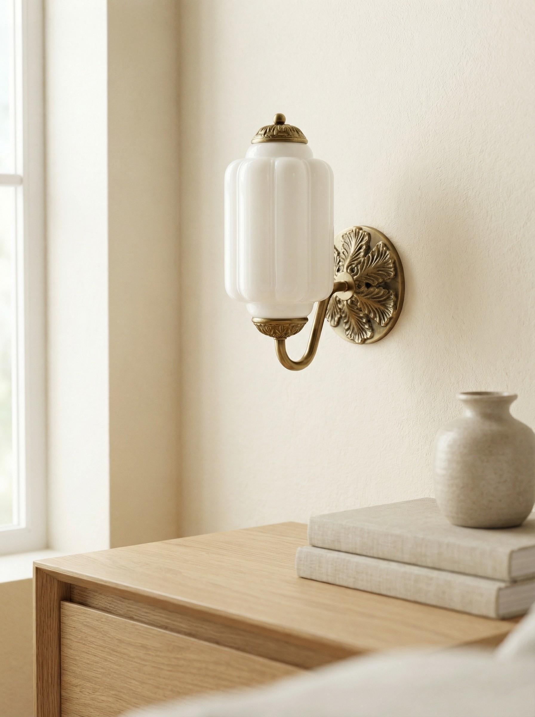 Vintage Milk Glass Wall Sconce Light