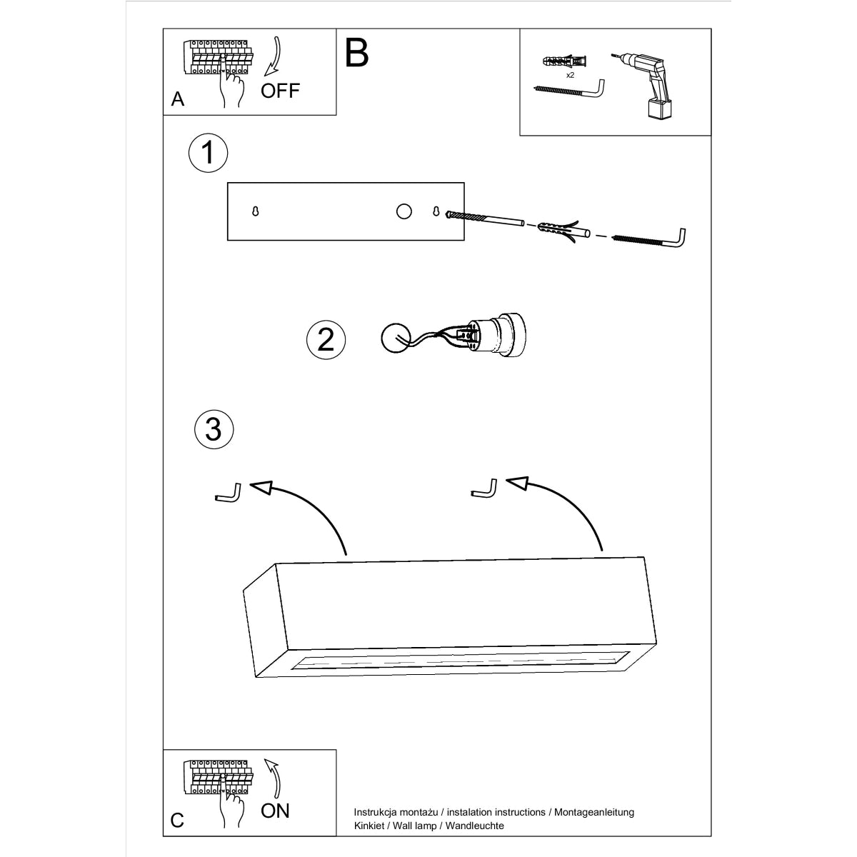 Ceramic Wall Light with Rectangular Shade and Up-Down Illumination