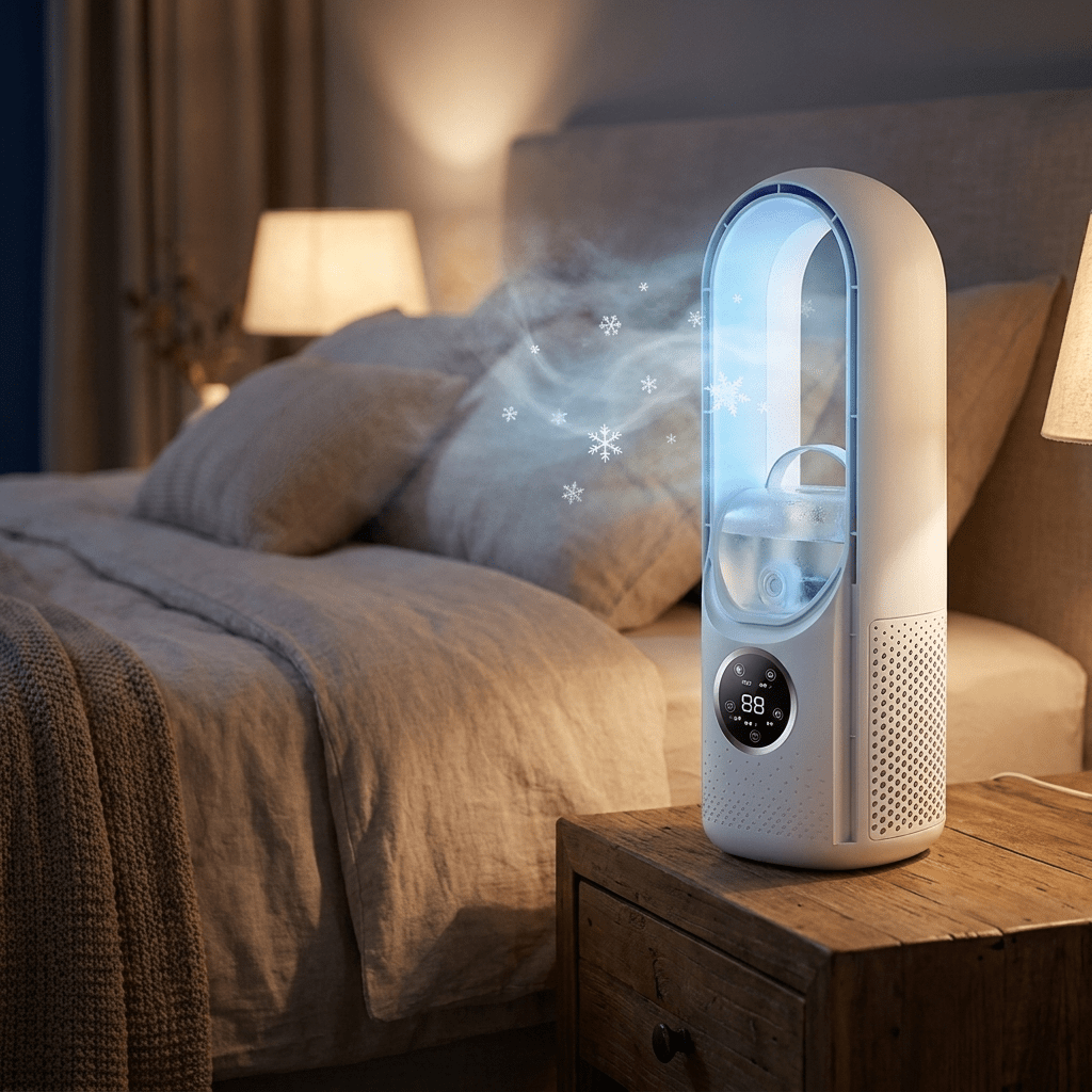 Bladeless Tower Air Cooler – Ultra-Quiet Fan for Bedroom & Home Office