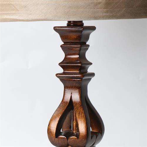 Brown Vintage Floor Lamp with Pleated Shade and Resin Stand