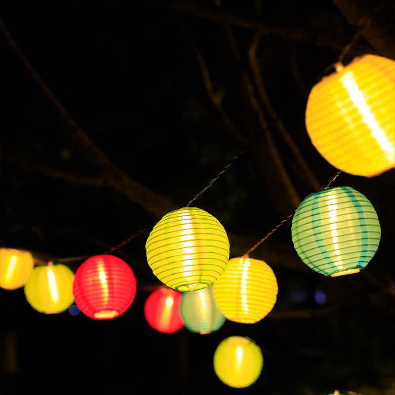Zonne Stringverlichting Met Multikleurige Ronde Lantaarn Schaduwen