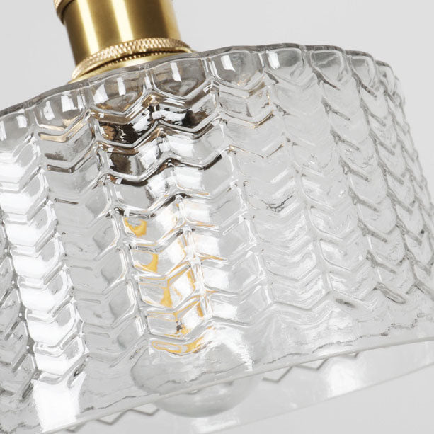 Brass Textured Glass Round Ceiling Pendant Light