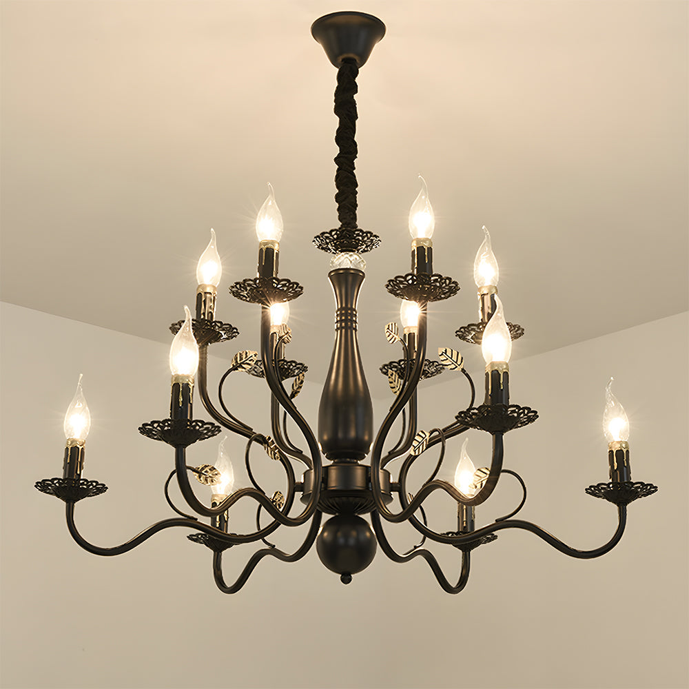 Lustre contemporain à plusieurs lumières au design courbé élégant