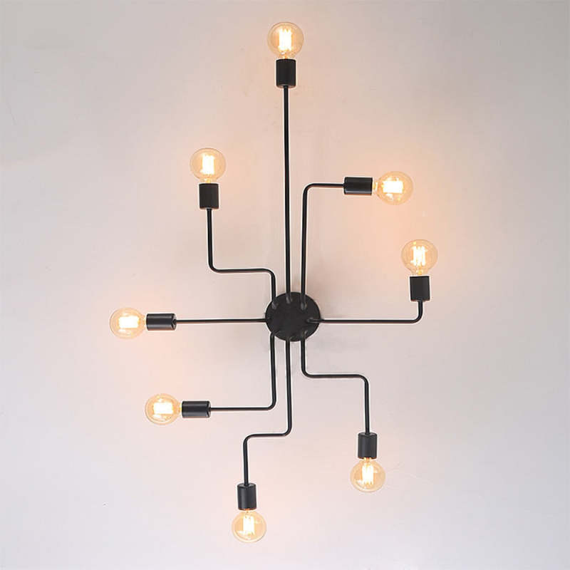 Industrial Black Ceiling Light Modern Multi Arm Sputnik Lamp