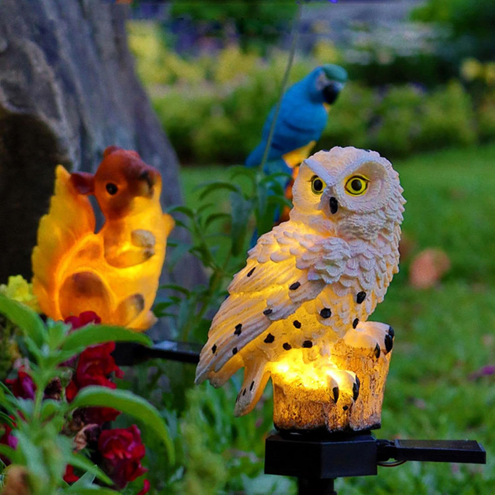 Solar Owl Shaped Plastic Garden Stake Light with Warm LED