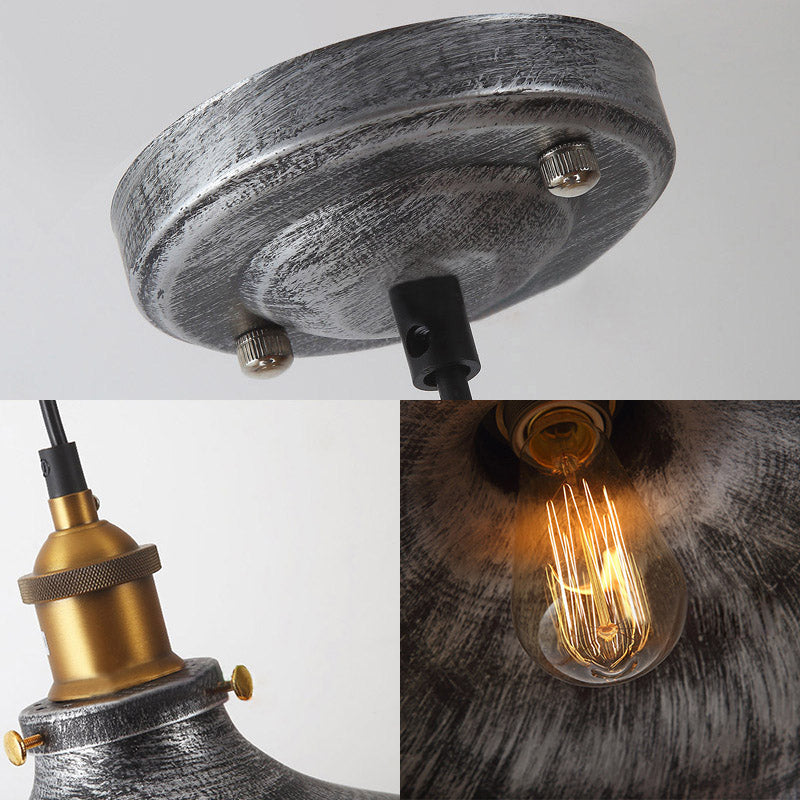 Industrial Metal Pendant Lamp Grey Vintage Style