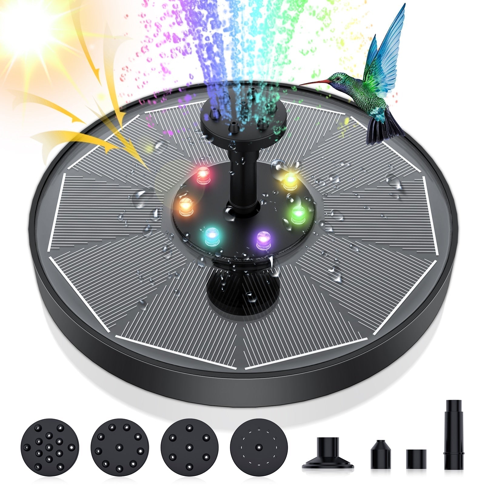 Zonne-energie Fonteinpomp met LED Lichten Buiten Waterfunctie