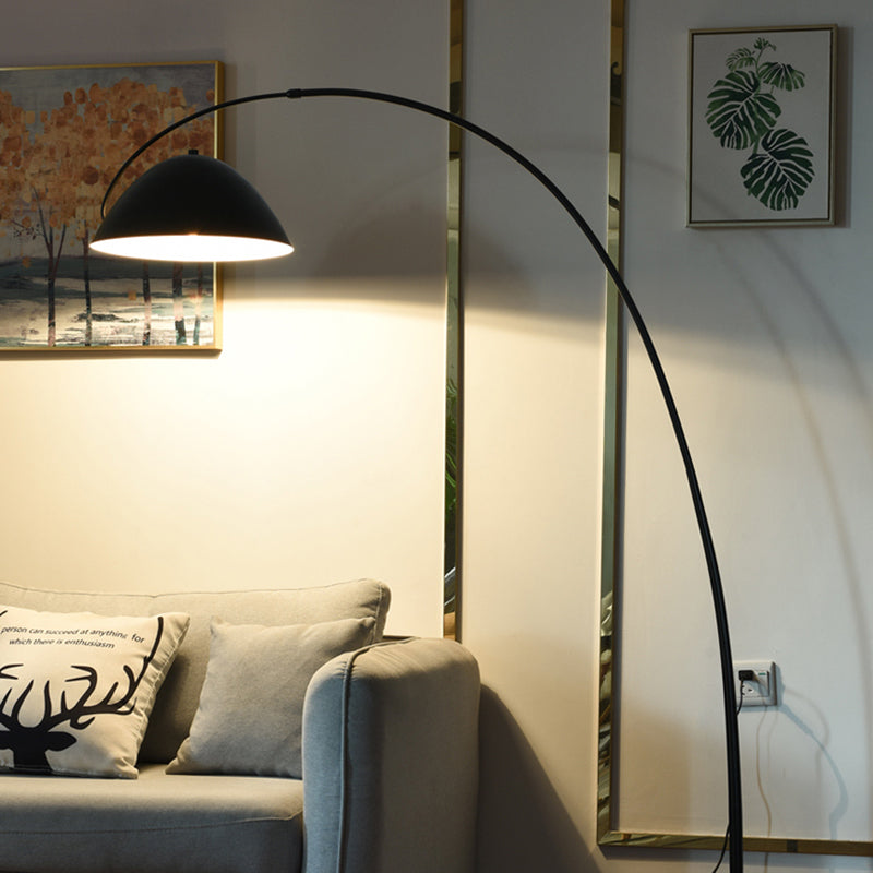 Black Metal Arc Floor Lamp with Round Base