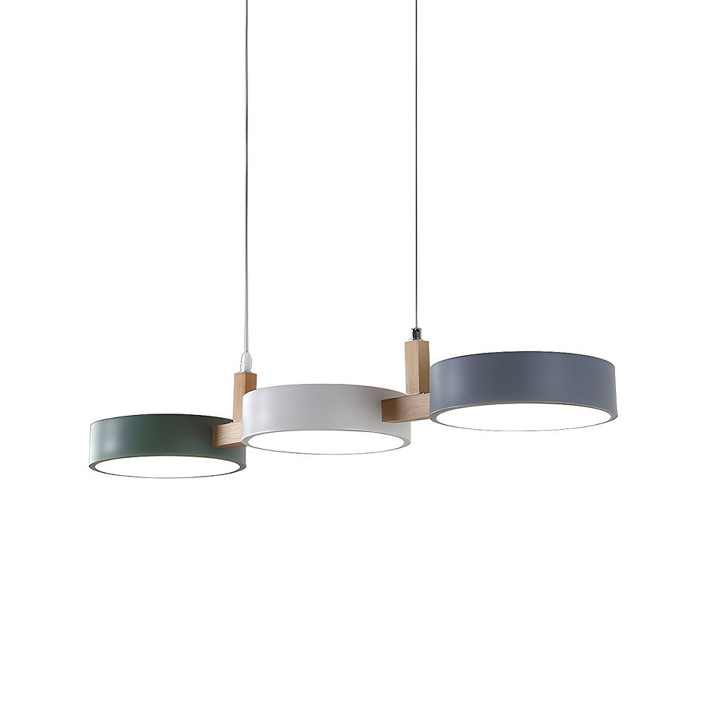 Scandinavian Cylinder Pendant Light with Metal and Wood Design
