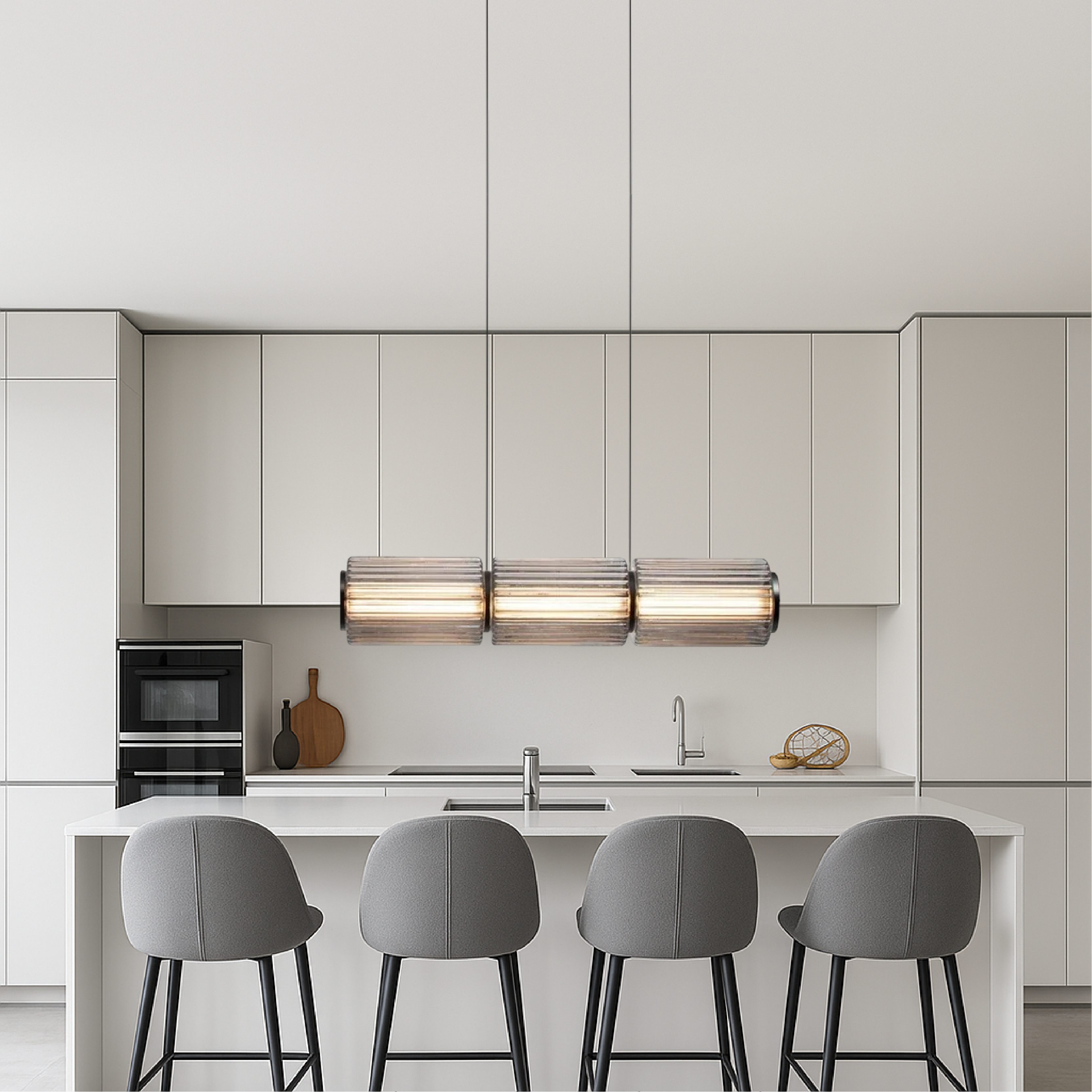 Contemporary Cylinder Glass Pendant Lamp