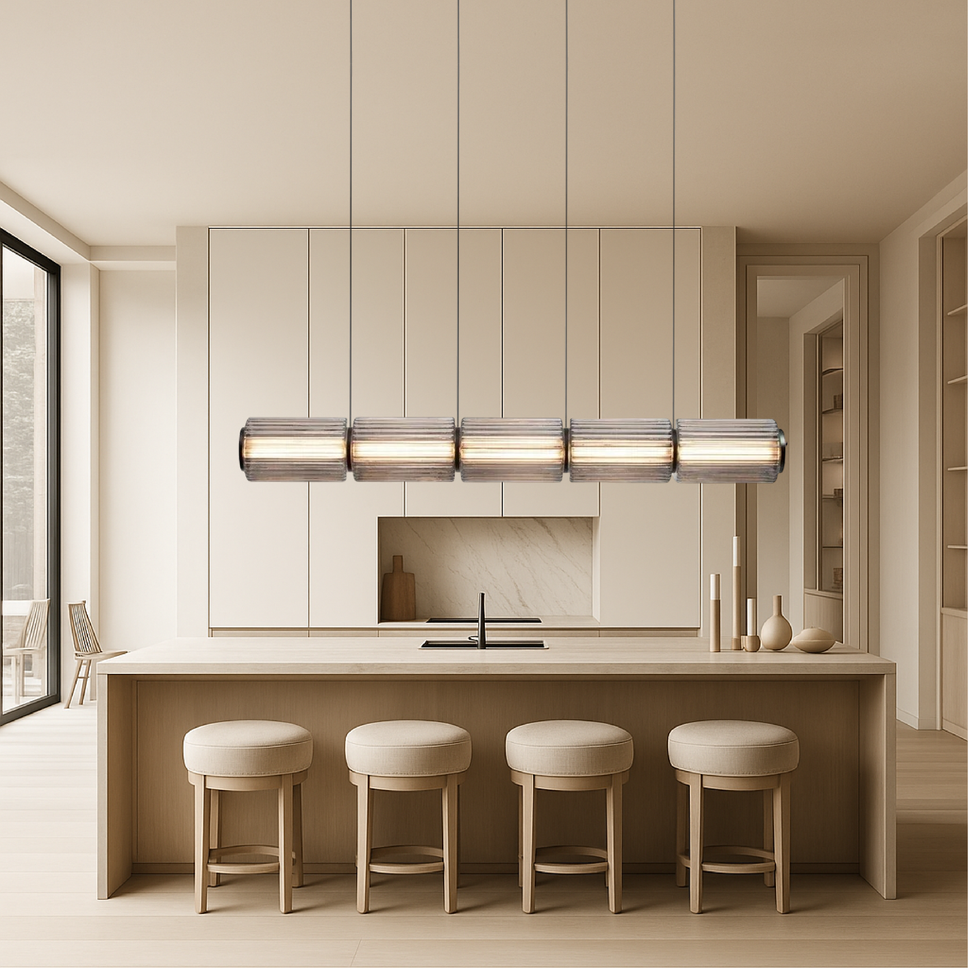 Contemporary Cylinder Glass Pendant Lamp