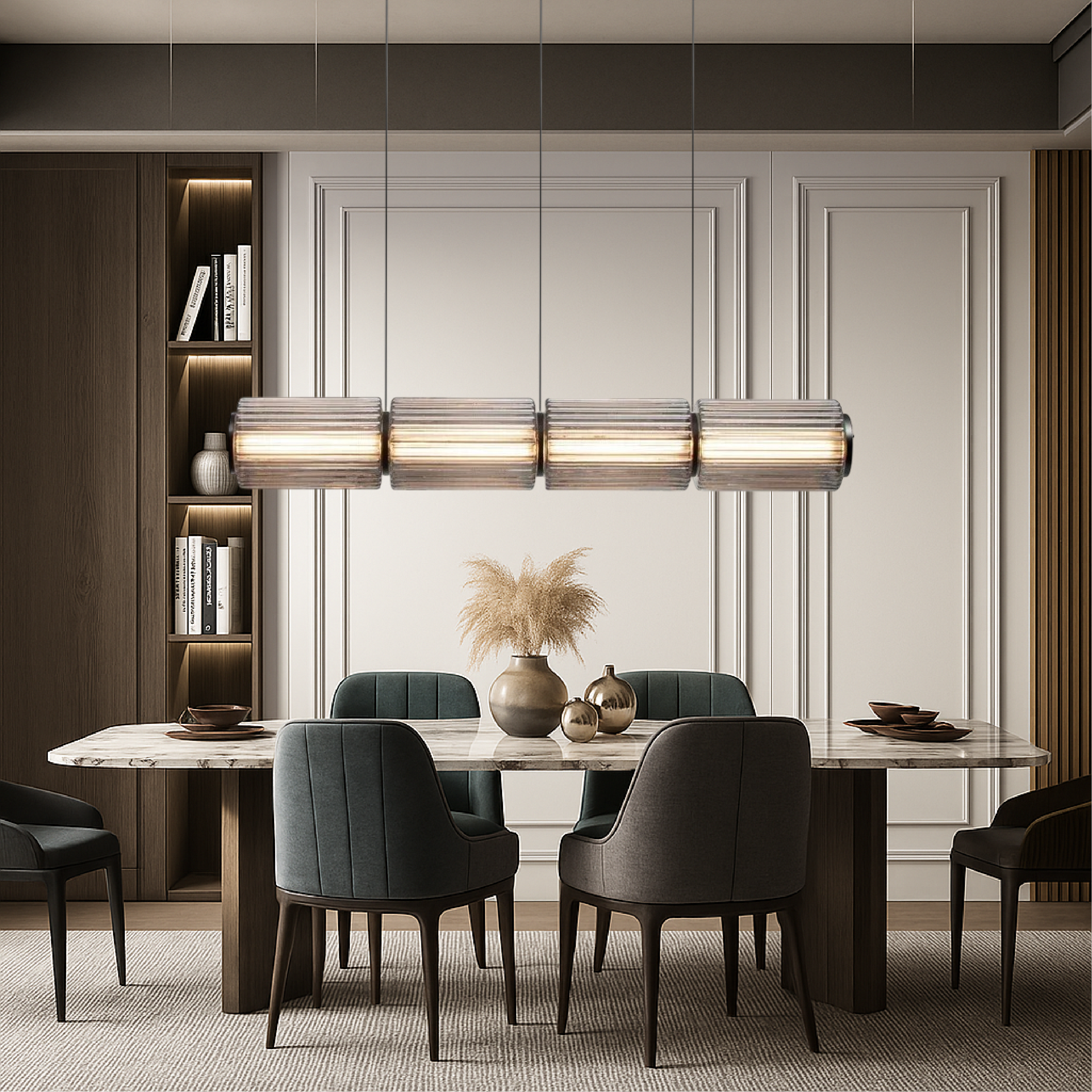 Contemporary Cylinder Glass Pendant Lamp