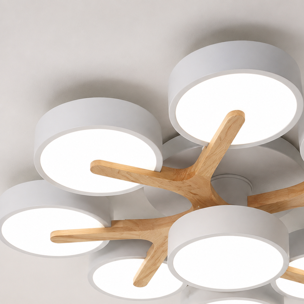 Scandinavische plafondlamp met 7 ronde ledkoppen