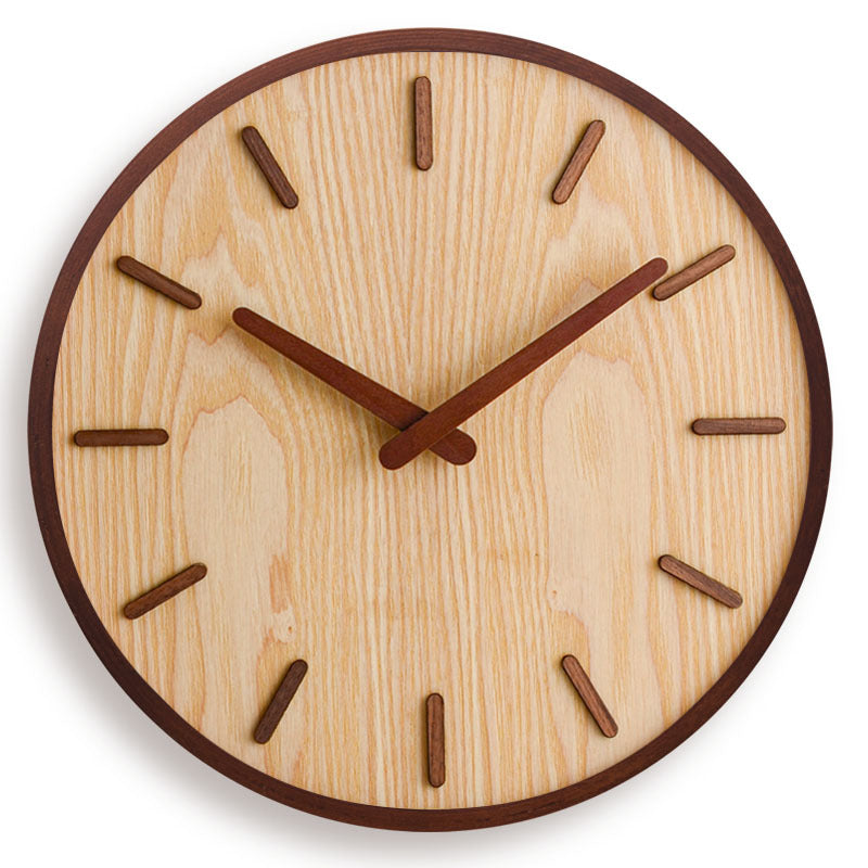 Walnut Wooden Wall Clock Minimalist Silent Modern
