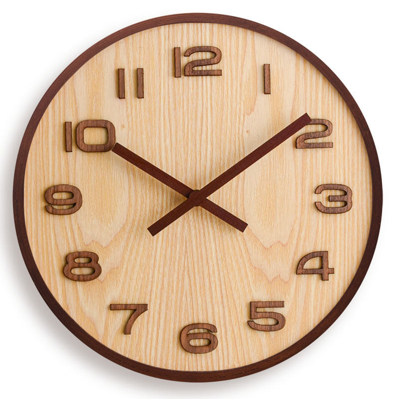 Walnut Wooden Wall Clock Minimalist Silent Modern