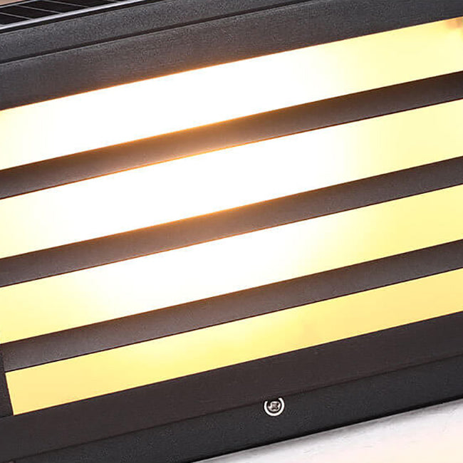 Solar Outdoor Wall Lamp Black Square Fence Mount Design
