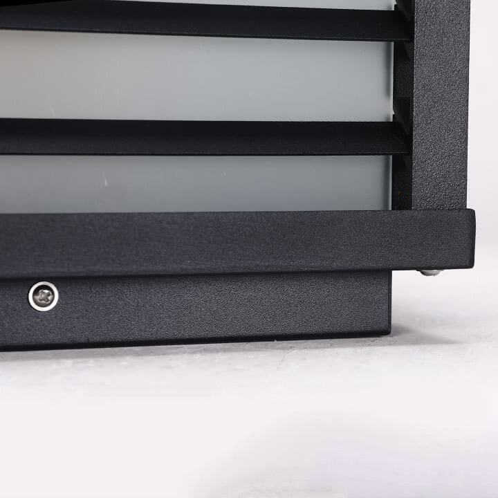 Solar Outdoor Wall Lamp Black Square Fence Mount Design