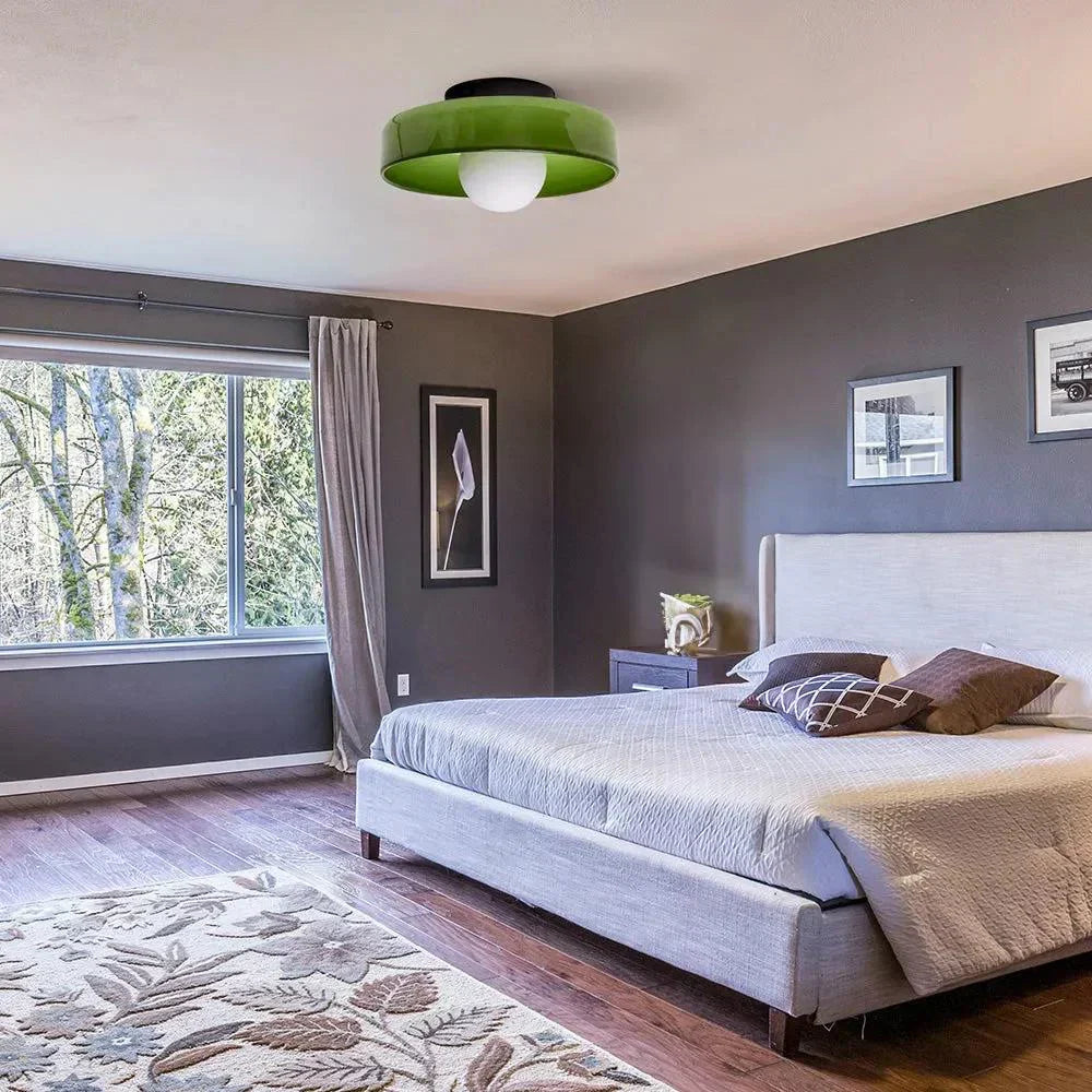 Glass Disc Ceiling and Wall Light with Central Globe