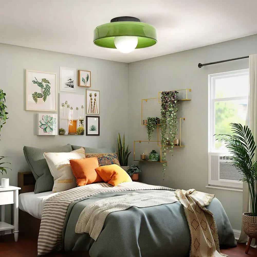 Glass Disc Ceiling and Wall Light with Central Globe