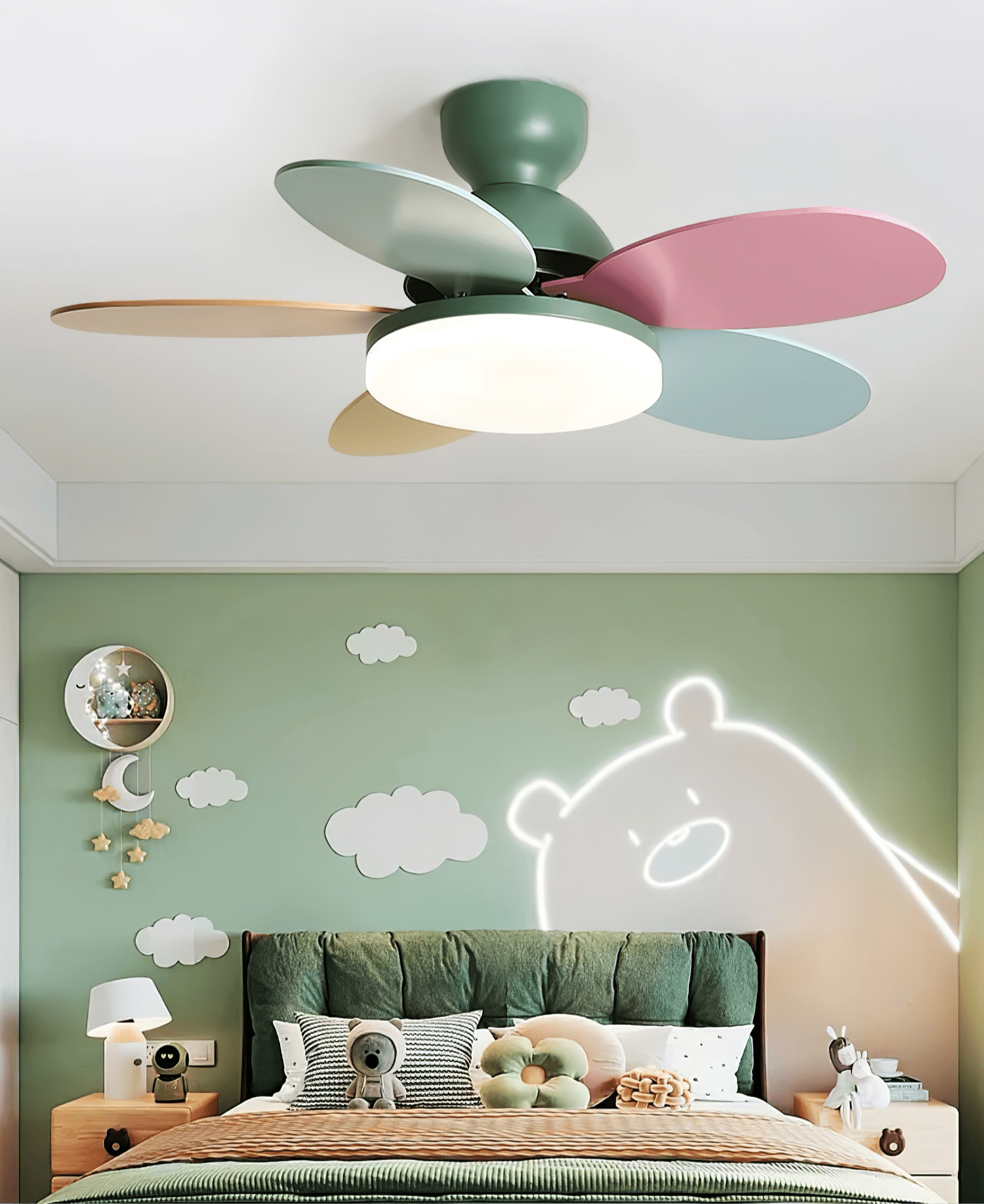 Modern Ceiling Fan LED Light with Multicolour Blades