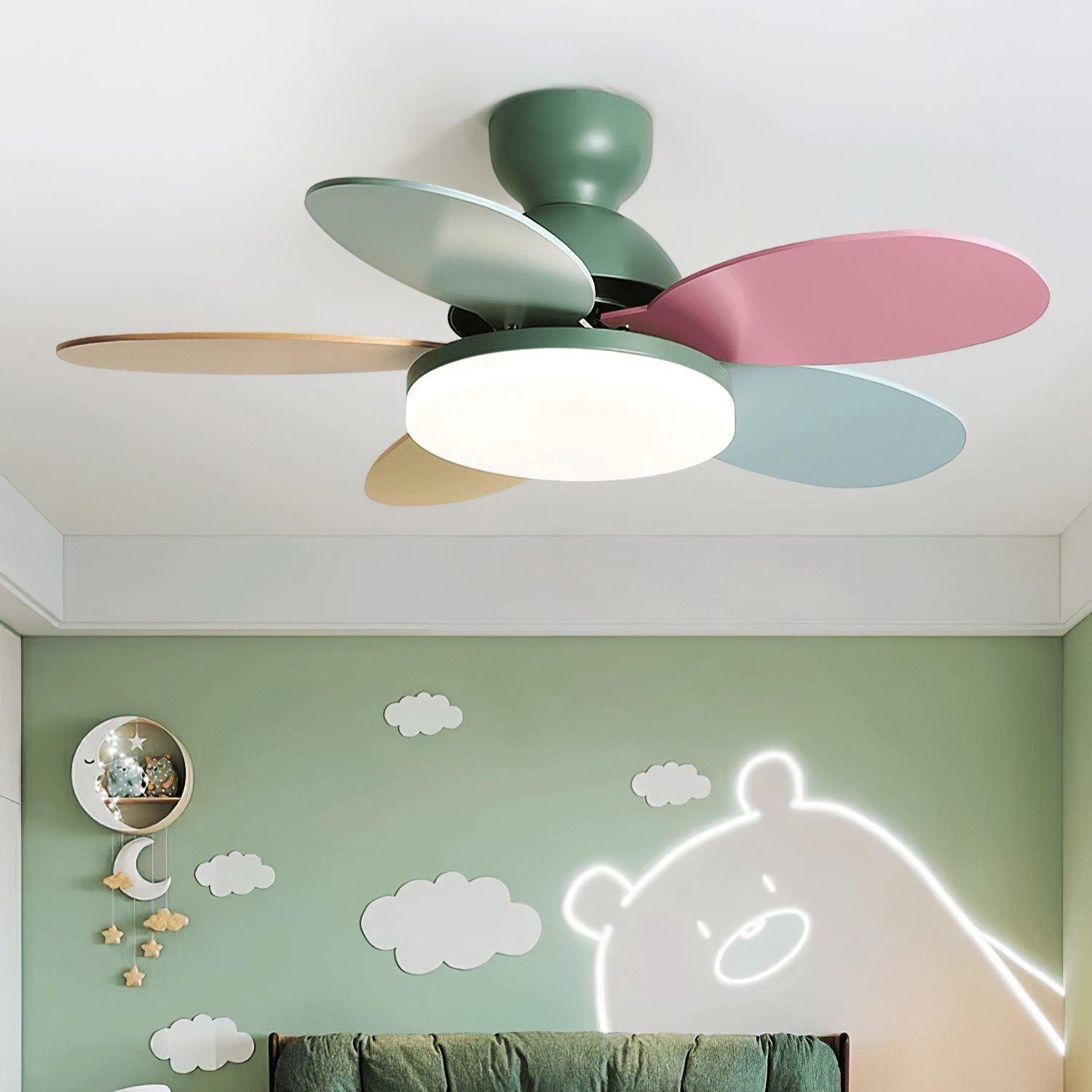 Modern Ceiling Fan LED Light with Multicolour Blades