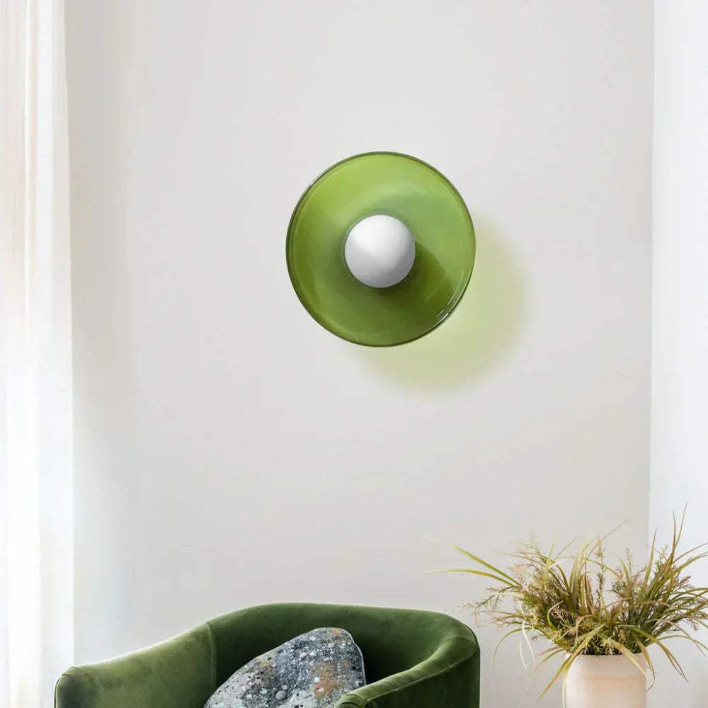 Glass Disc Ceiling and Wall Light with Central Globe