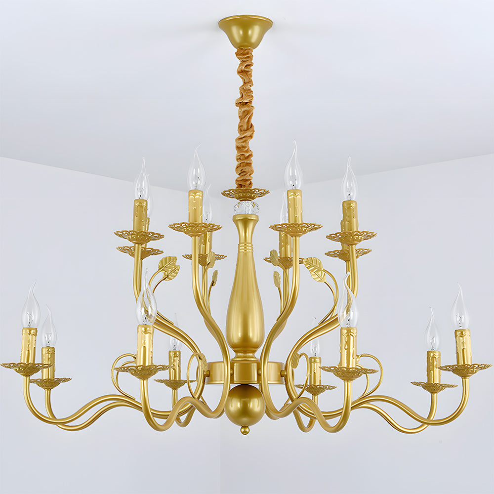 Lustre contemporain à plusieurs lumières au design courbé élégant