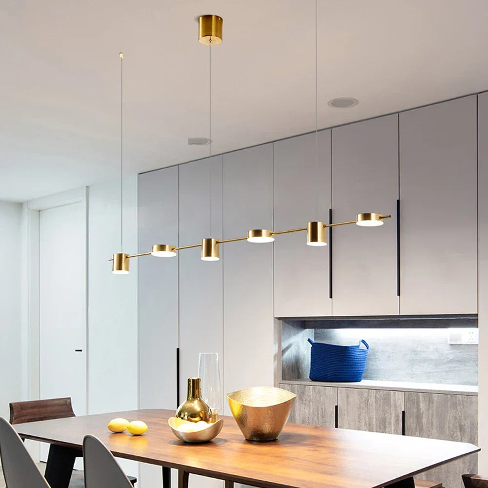 Moderne lineaire plafond-hanglamp met verstelbare spotlights