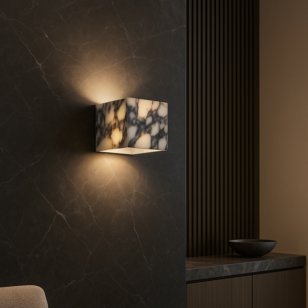 Minimalistisch Marmeren Kubus Wandlicht