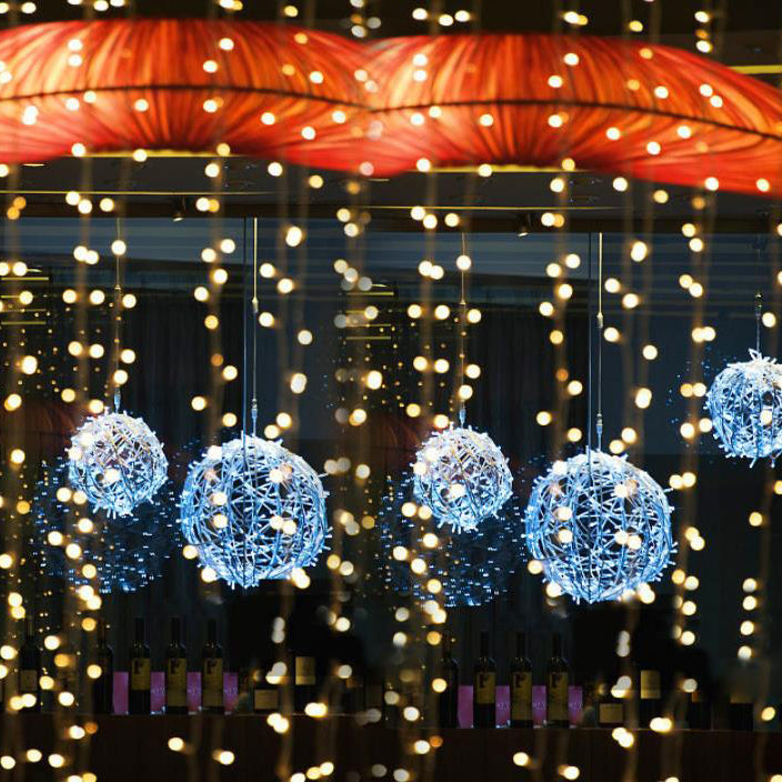 Hanging LED Sphere Lights with Metal Wire Ball Design