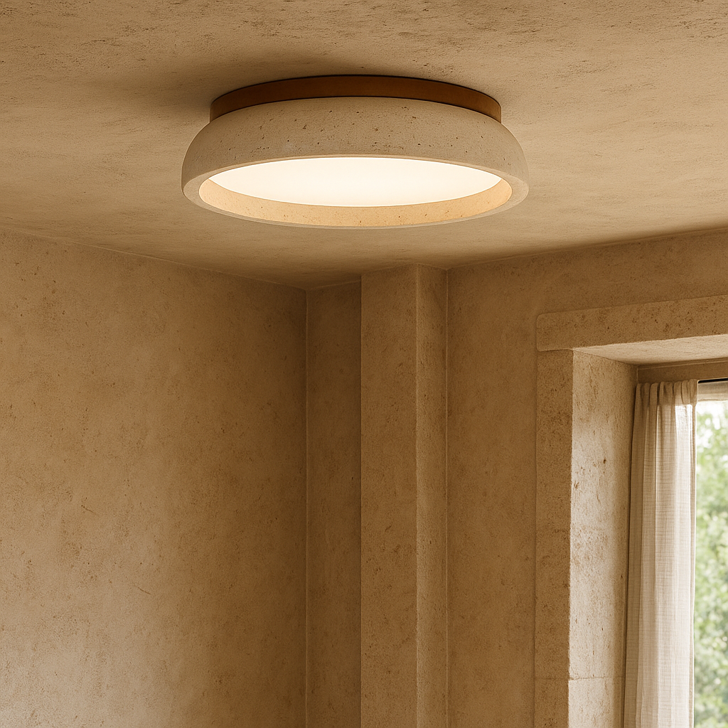 Minimalist Travertine Dome Ceiling Light