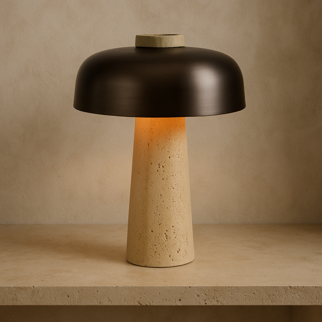 Modern Cork Base Dome Table Lamp