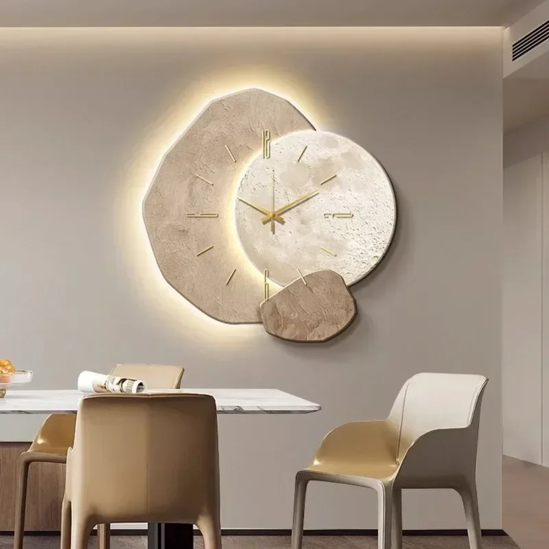 Modern Wood Accent Wall Clock with Soft LED Backlight
