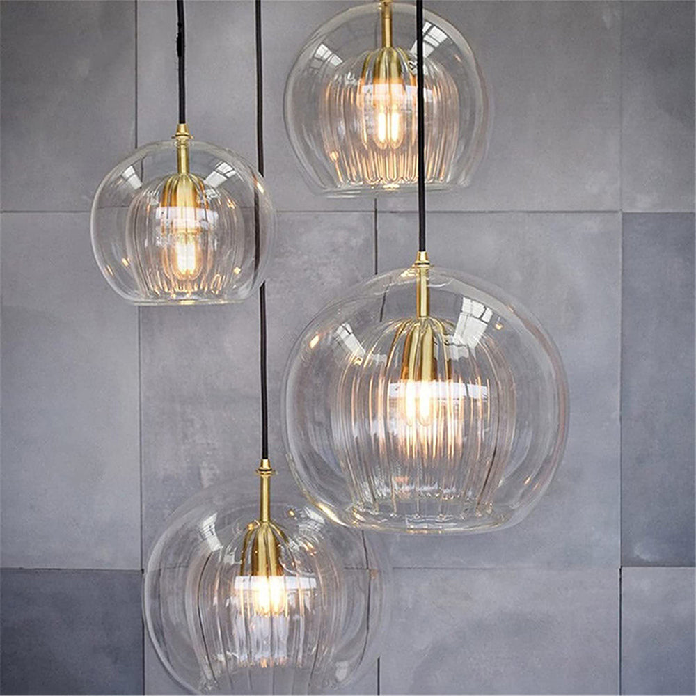 Ribbed Glass Drop Pendant Light