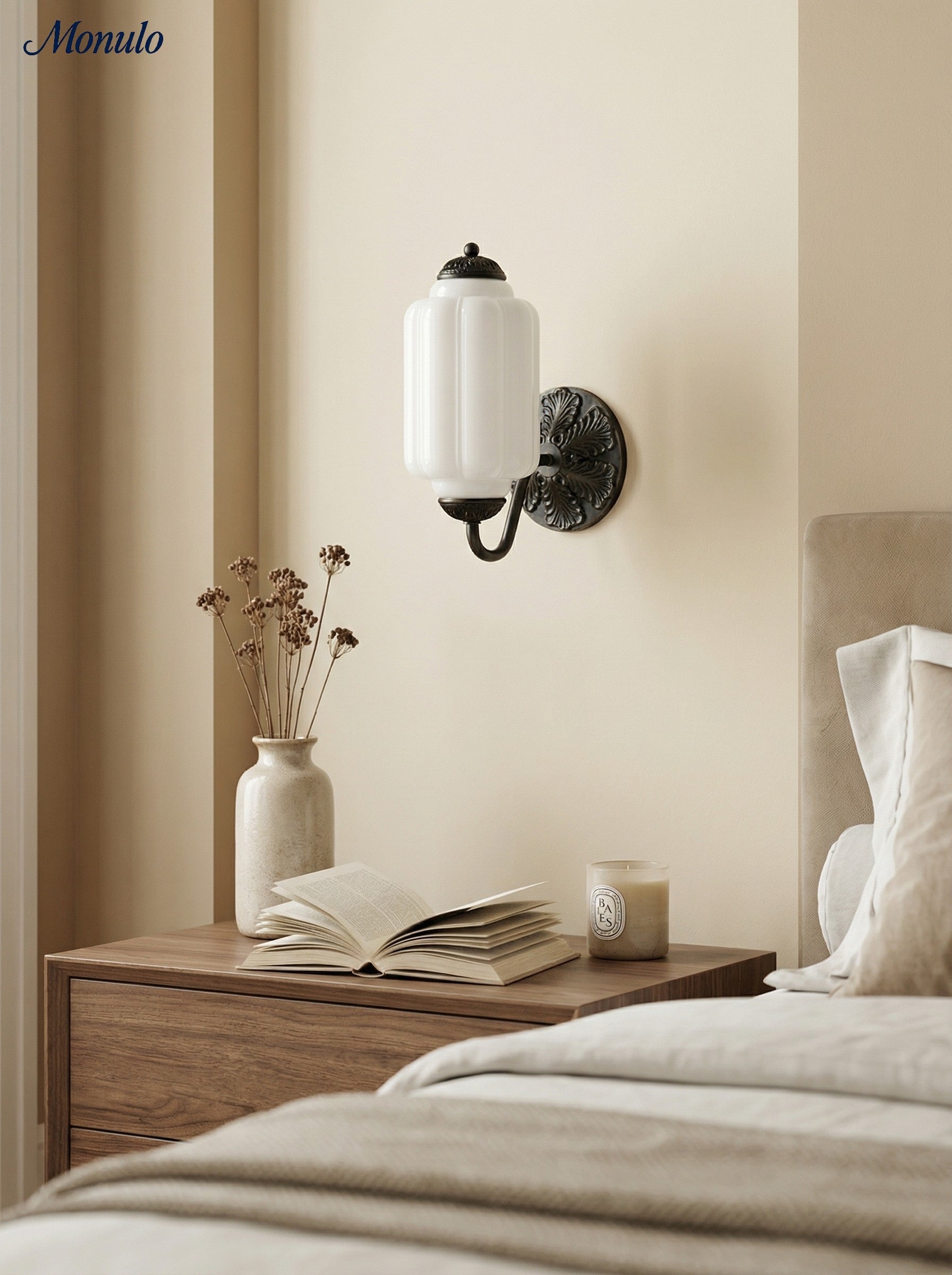 Vintage Milk Glass Wall Sconce Light