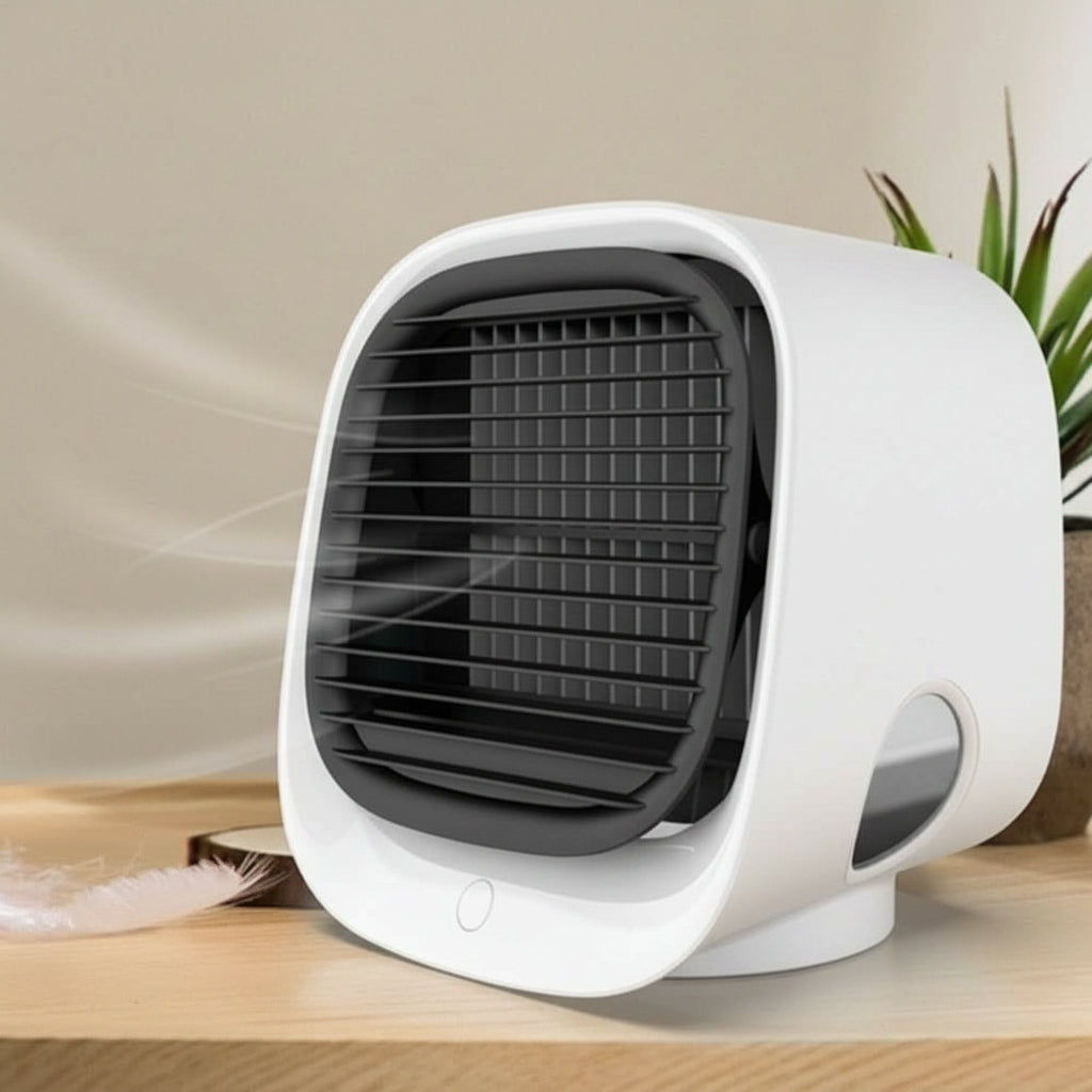 Mini 2-in-1 Air Cooler & Humidifier – Portable USB Desktop Fan with LED Light