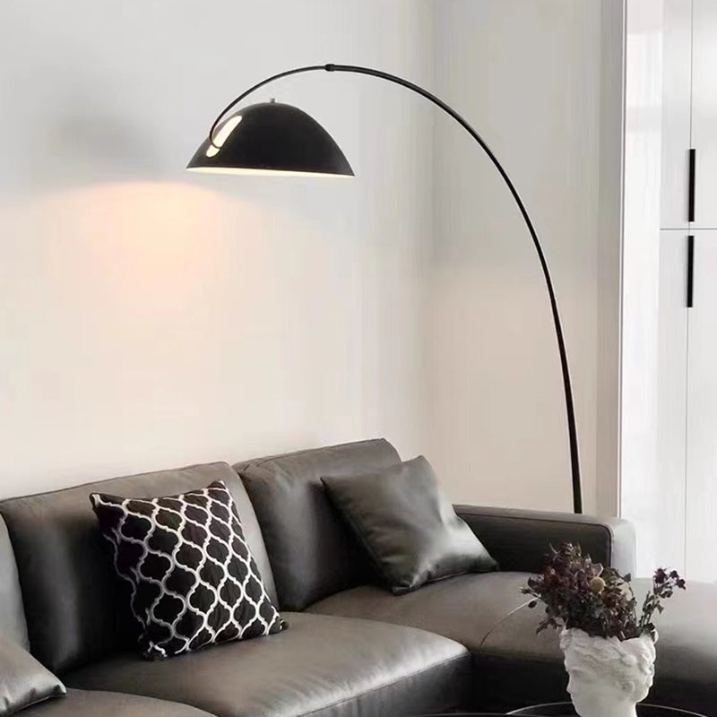 Black Metal Arc Floor Lamp with Round Base