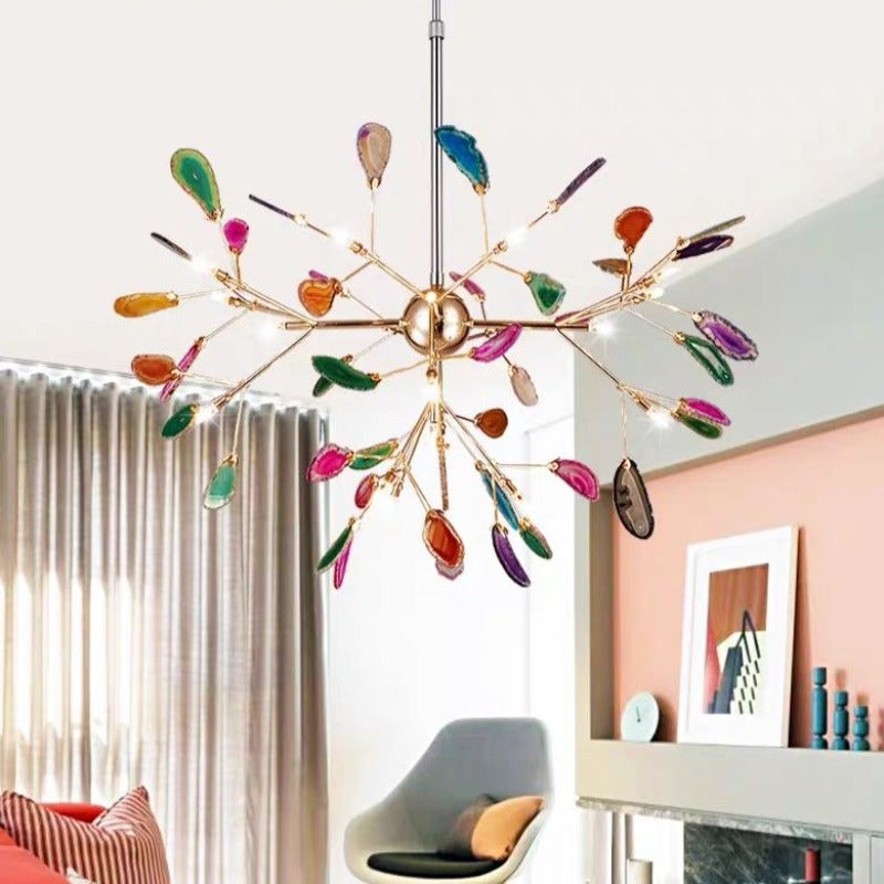 Multi Colour Glass Chandelier with Branch Style Design