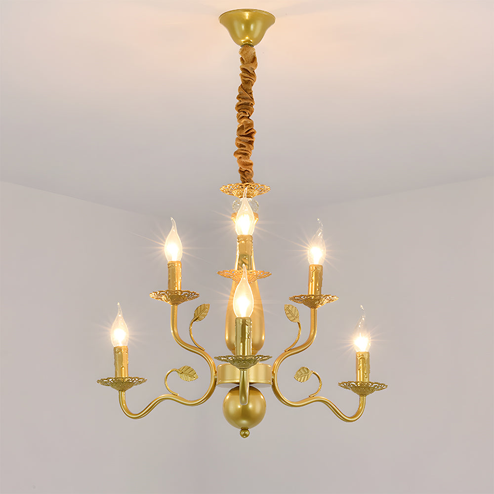 Lustre contemporain à plusieurs lumières au design courbé élégant