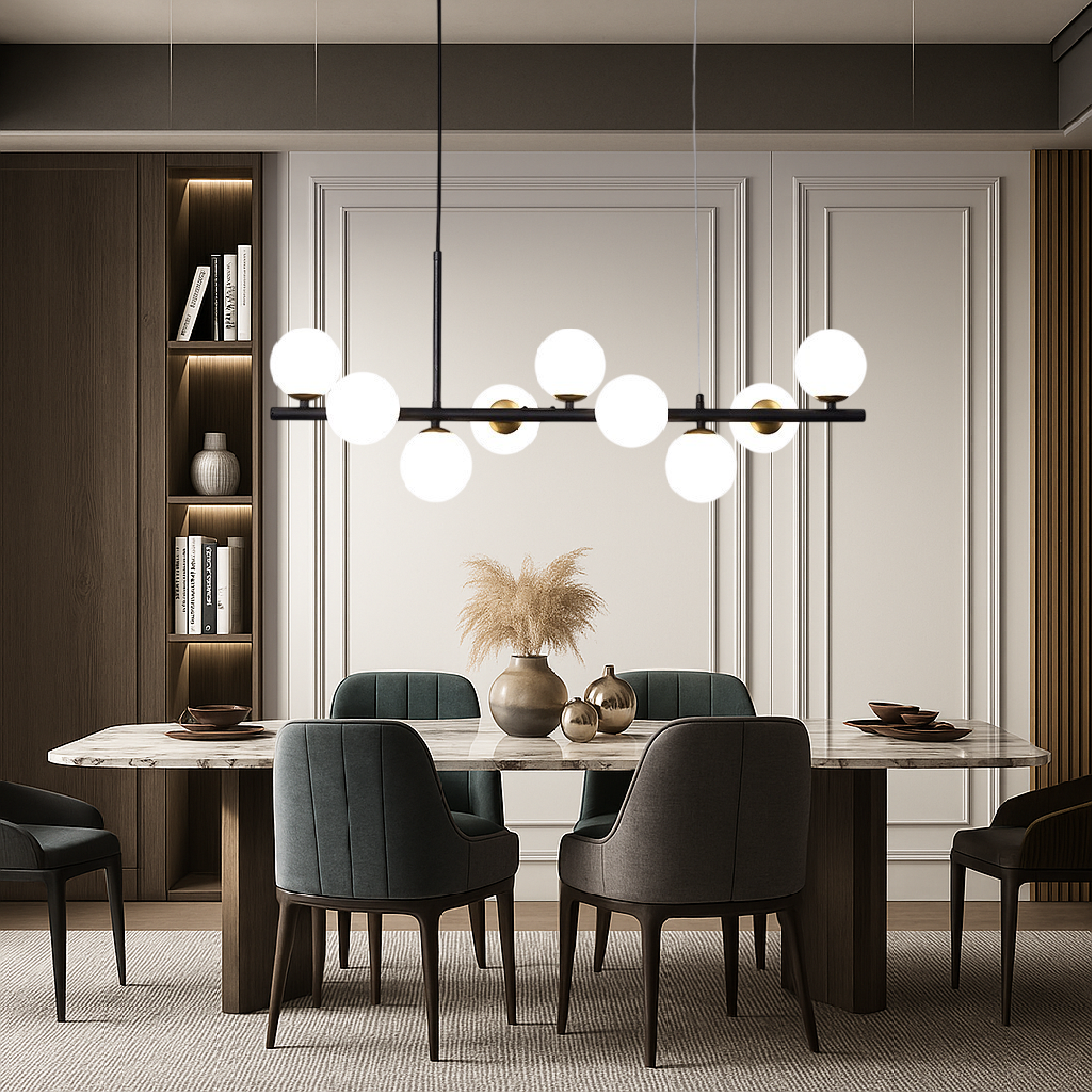 Sleek Dining Room Black Pendant Light