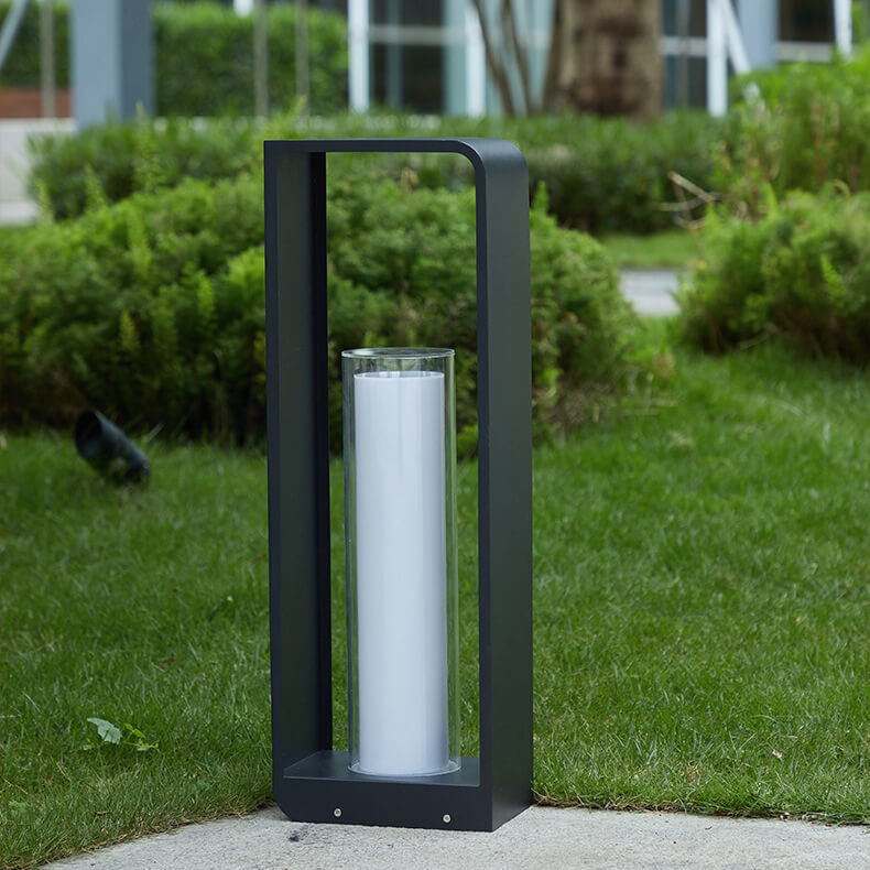 Black Rectangular Solar Outdoor Lantern with Frosted Glass