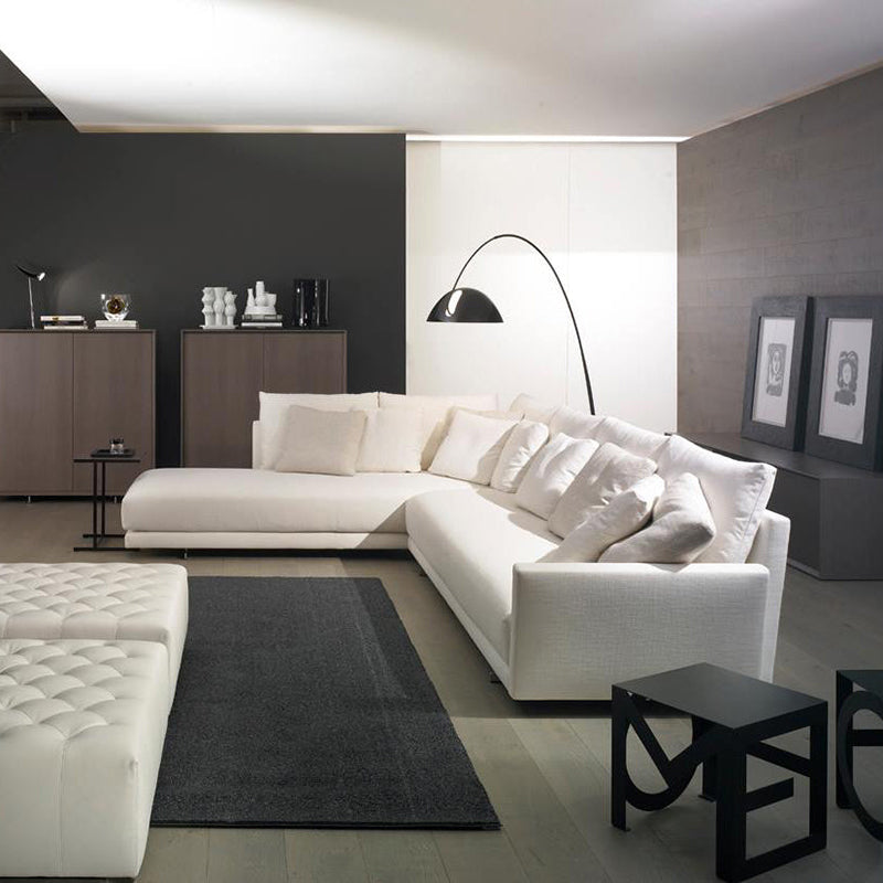 Black Metal Arc Floor Lamp with Round Base