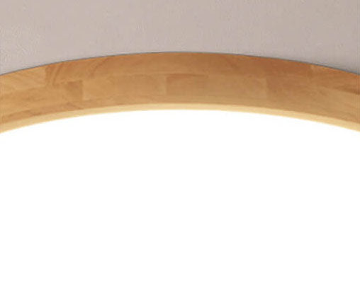 Round LED Flush Ceiling Light with Wooden Frame