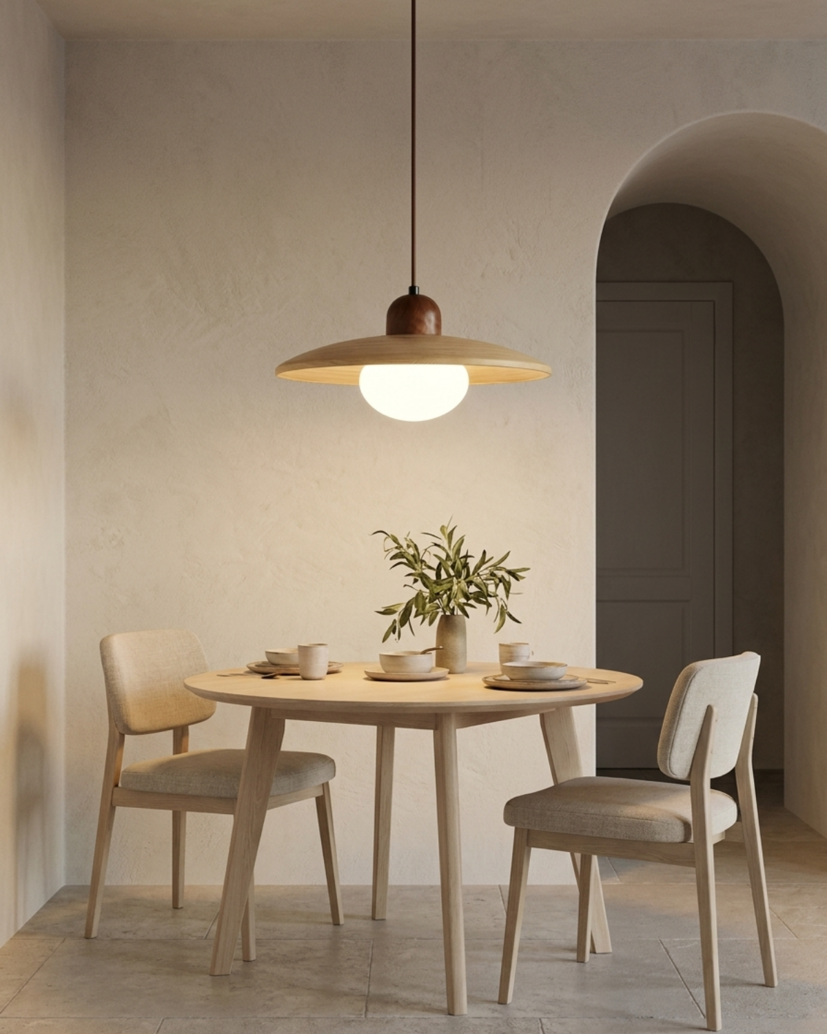 Suspension minimaliste pour une lumière douce dans la cuisine