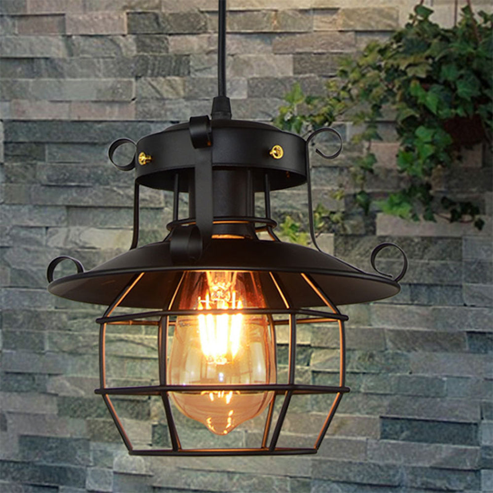 Industrial Pendant Lamp Retro Metal Cage Design