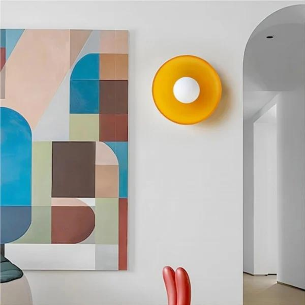 Glass Disc Ceiling and Wall Light with Central Globe