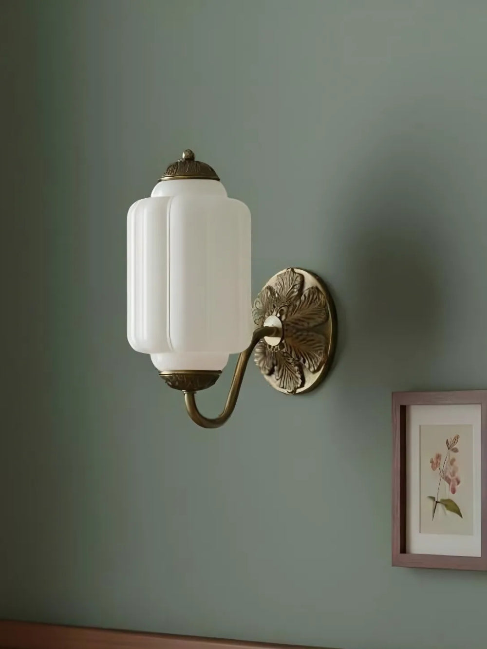 Vintage Milk Glass Wall Sconce Light