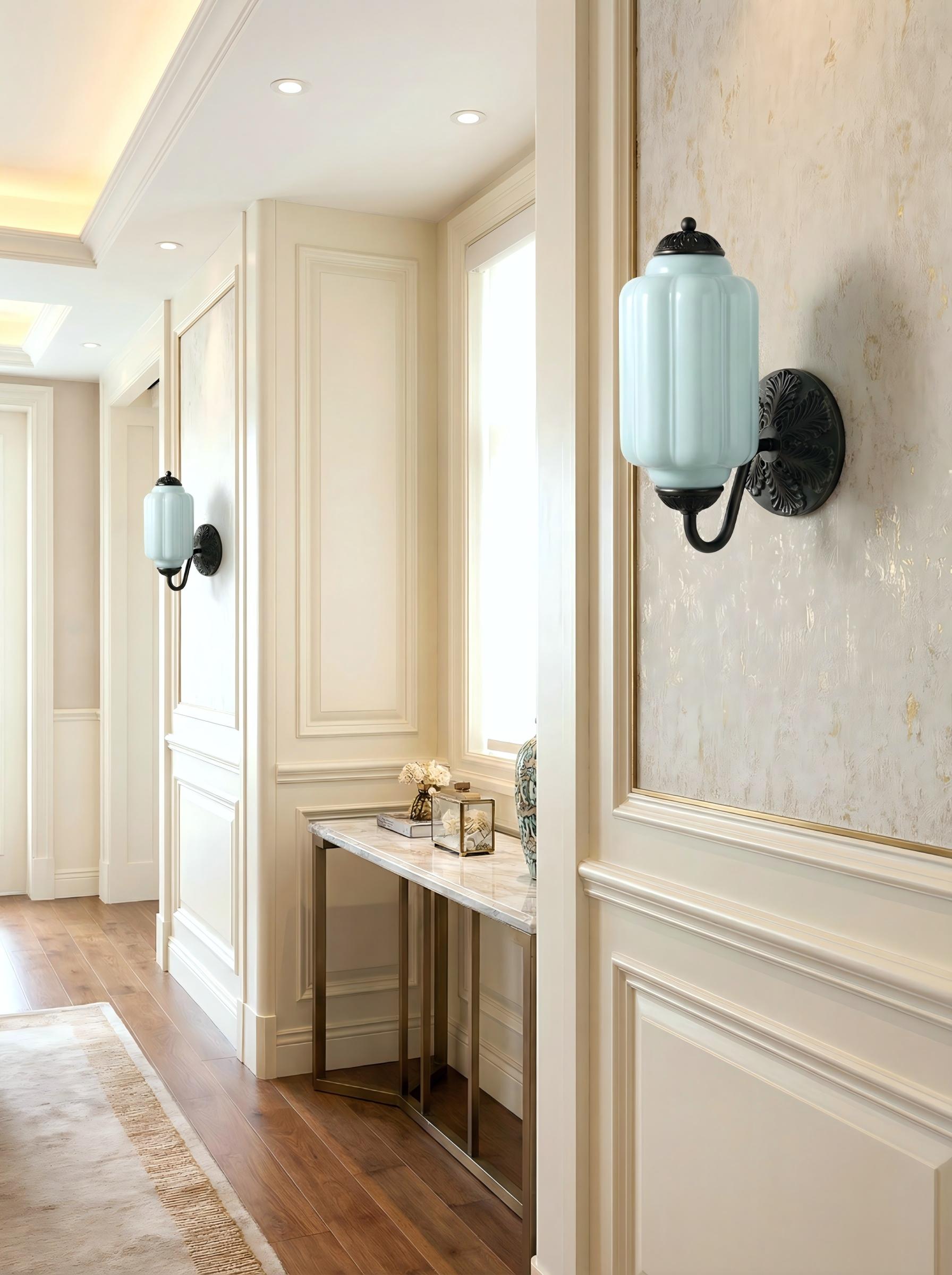 Vintage Milk Glass Wall Sconce Light