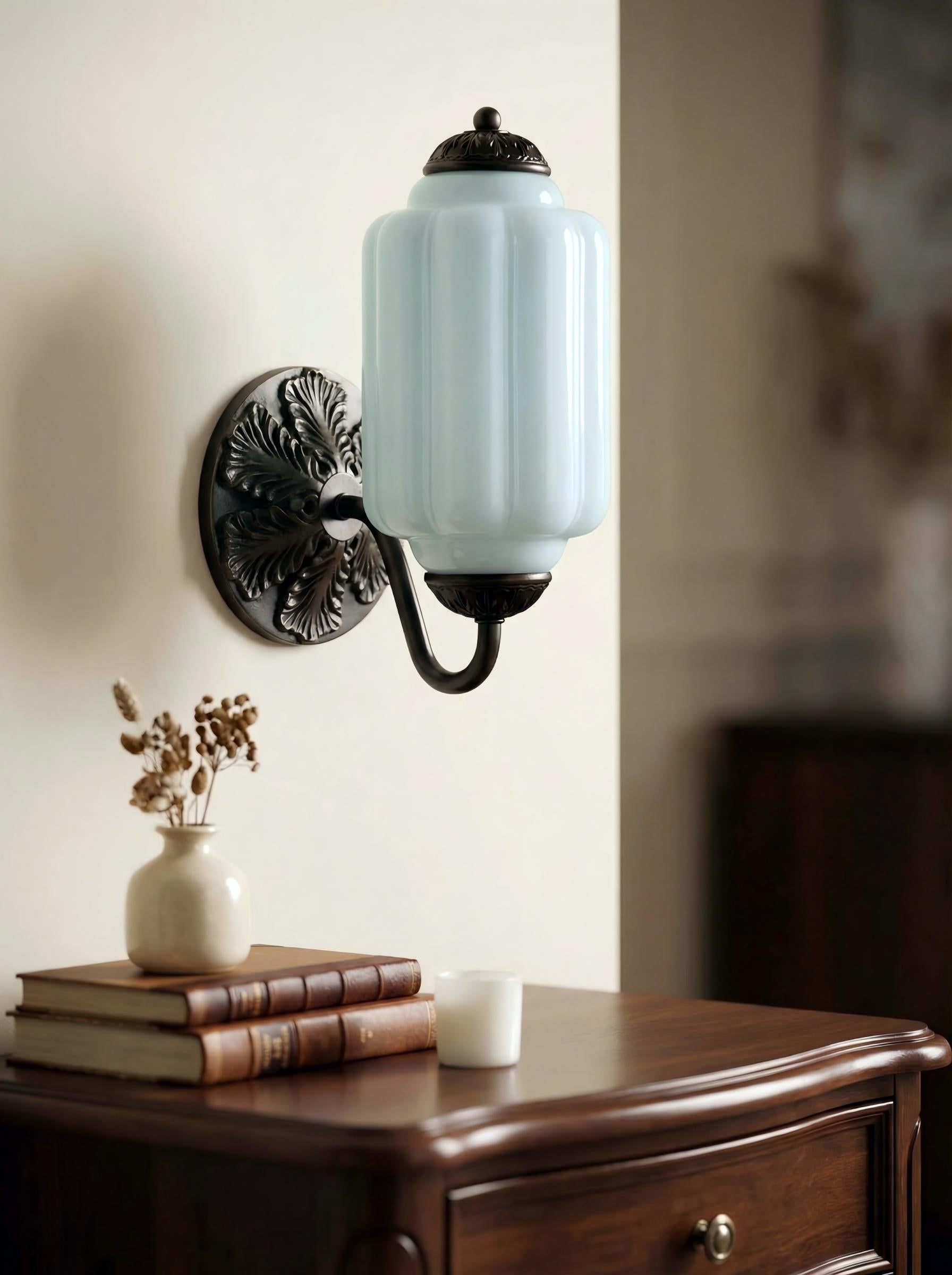 Vintage Milk Glass Wall Sconce Light